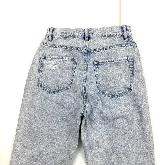 PacSun Distressed High Rise Straight Button Fly Raw Hem Women size 25 Blue jeans - Picture 4 of 4